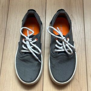 Sperry Kids Charcoal Canvas Lace-Up Sneakers with Orange Insole